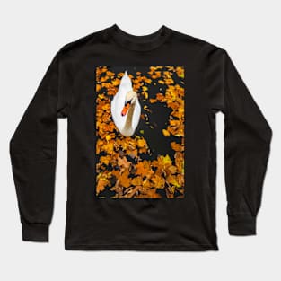 Swan In A Lake In Autumn Long Sleeve T-Shirt